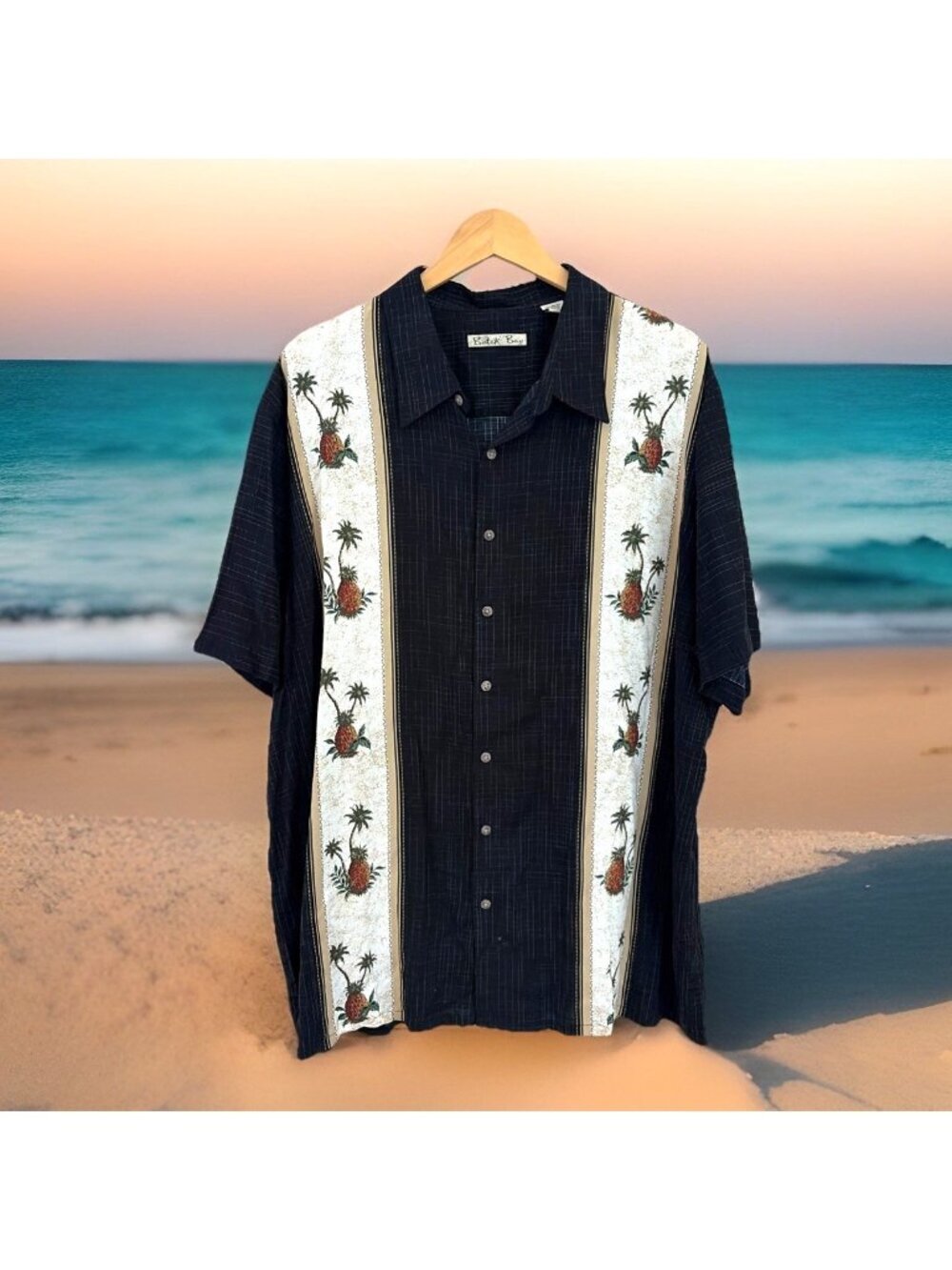 Batik Bay Men’s Hawaiian Shirt Size 2XB  Pineapple Palm Tree Tiki Resort Vaca
